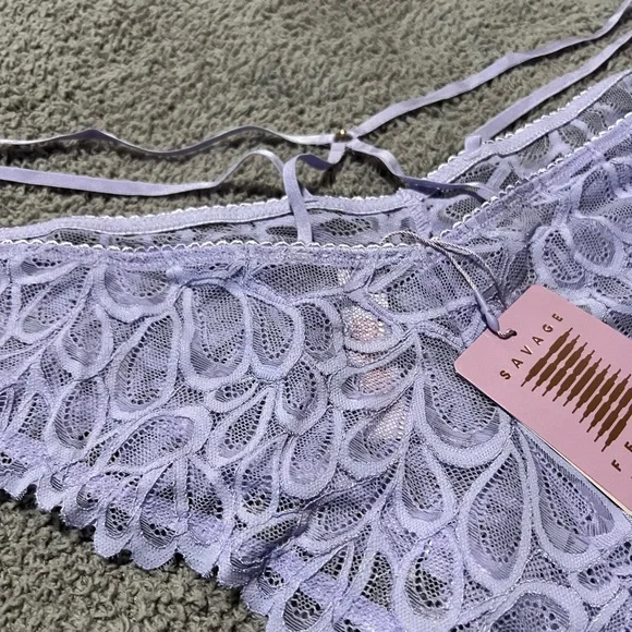 NWT Savage X Fenty Sorry Not Sorry Strappy Lace Brazilian Lavender Size 2X - Picture 6 of 7